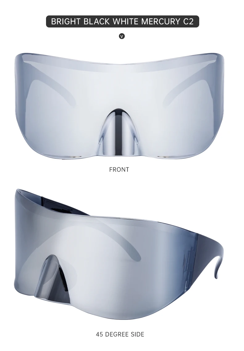 Rechteckige Masken-Sonnenbrille für Damen und Herren 2026 Luxusmarken-Designer Punk Sonnenbrille Steampunk Y2k Übergroße Shield-Brille – Detail 14