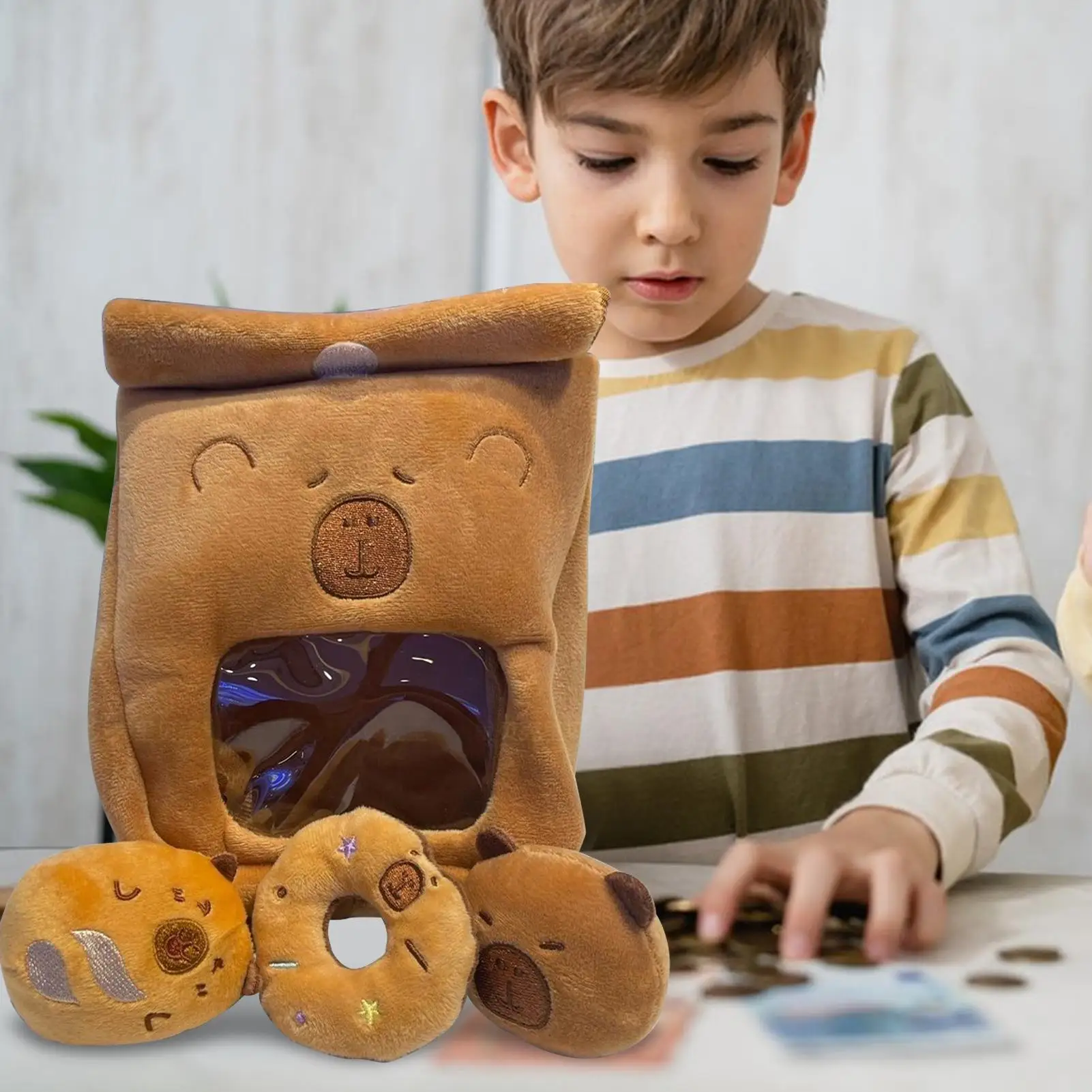 Capybara Snack sac jouets en peluche détachable Capybara peluche porte-monnaie en peluche dessin animé Capibala Plushie sac pain beignet poupée