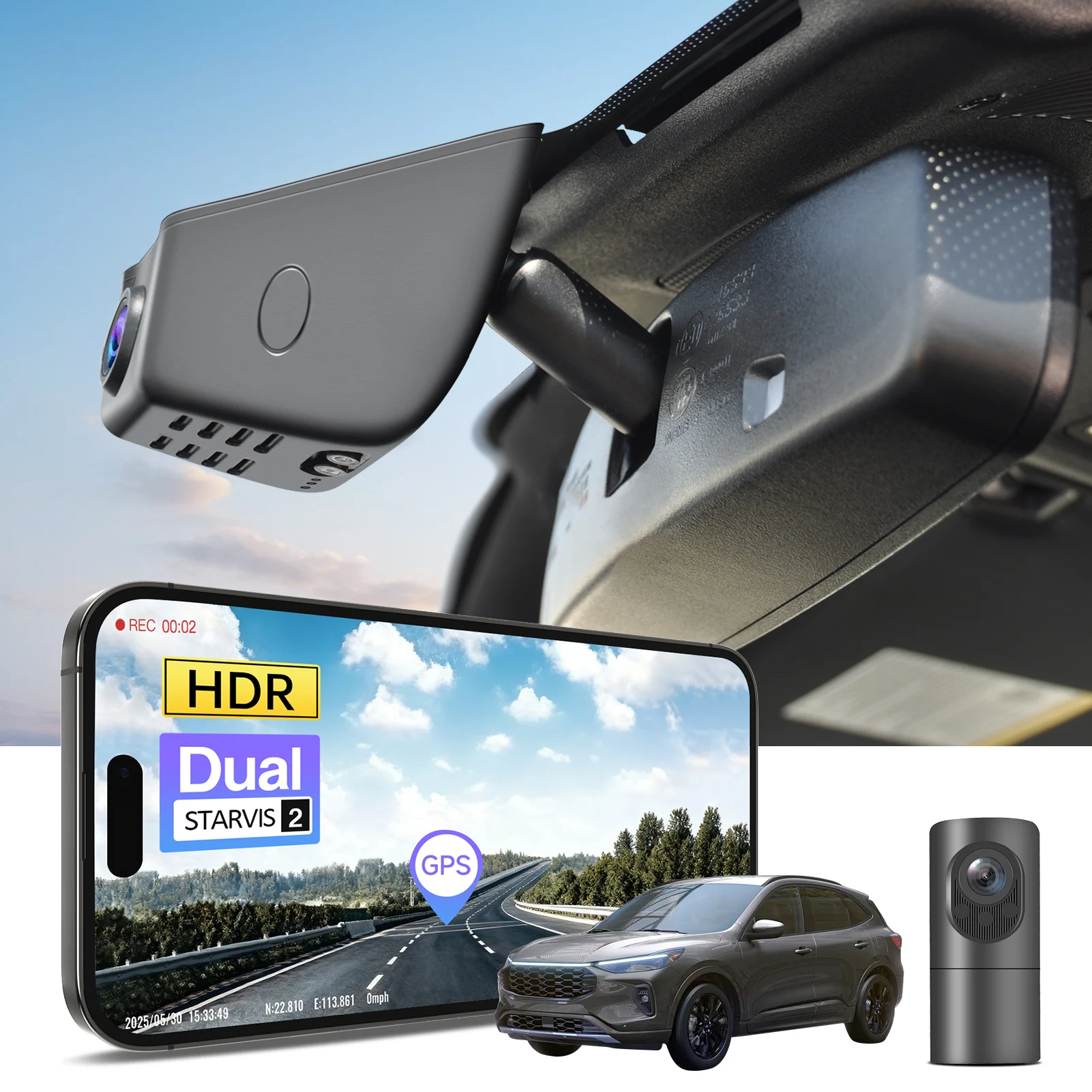 Mangoal STARVIS 2 Dash Cam 4K For Ford Escape Gen4 Dash Car Camera GPS 5GHz WiFi & APP Plug and Play 2020-2026