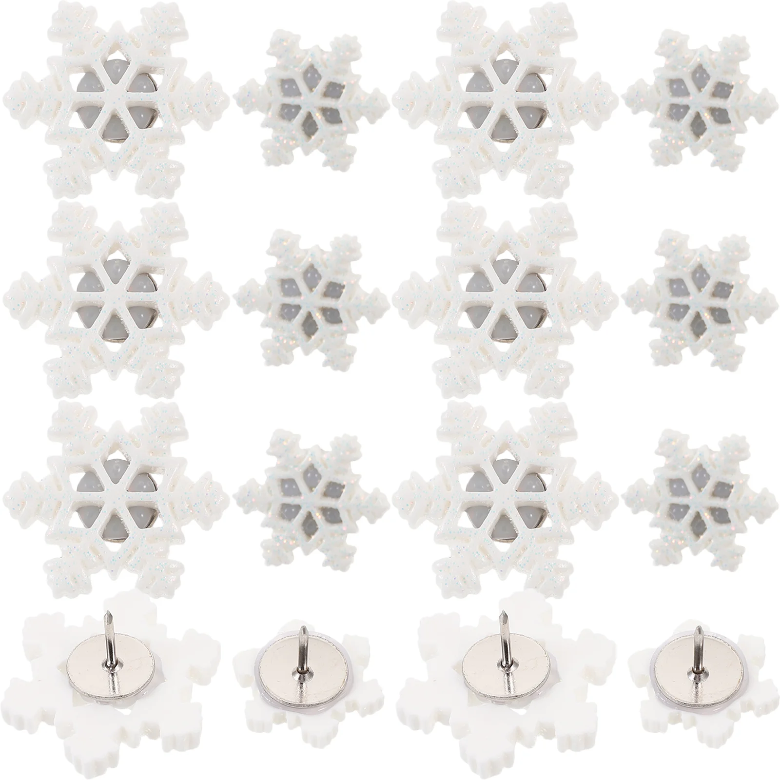 30 Pcs Clear Thumb Tacks Christmas Decoration Pushpin Wall Snowflake Pushpins Office Poster Thumbtacks