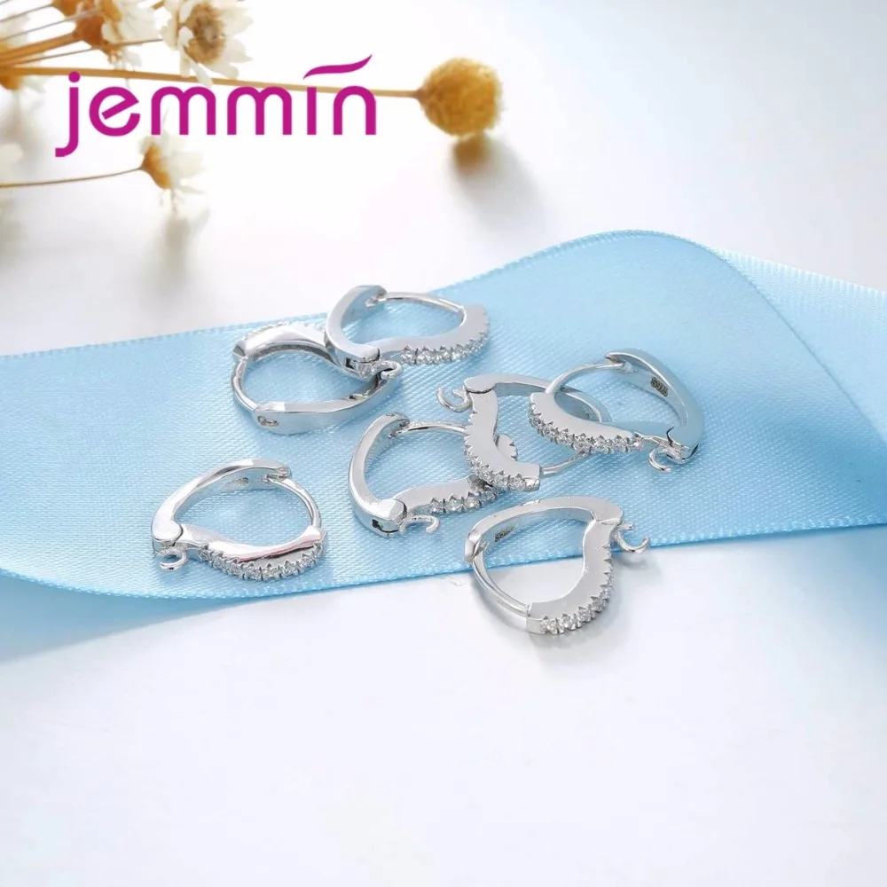 10 Pz/lotto Genuino 925 Sterling Silver Orecchini A Cerchio Risultati a forma di V per Le Donne FAI DA TE Con AAA Orecchini di Cristallo Austriaco Risultati