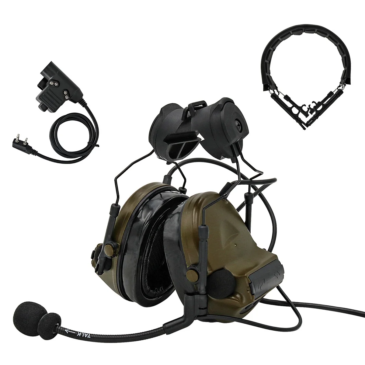 Top Tactical Headset with ARC Rail Adapter Hearing Protection Airsoft Headphone Noise-cancelling Shooting Earmuff