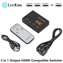 LccKaa 4K HDMI-Compatible Switch With Remote HDMI 1.4 Switcher 3-in-1 Splitter Hub 3 inout 1 Output for Xbox PS3/4 HDTV Display