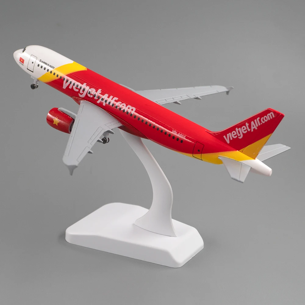 18cm Aircraft Vietnam Vietjet Air Airbus A320 with Landing Gear Alloy Airplane Children Gift for Collection Room Decoration