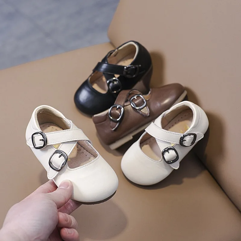 

Retro Style Baby Girls Casual Leather Shoes Soft Sole Anti Slip Lightweight Infant Toddler Shoes Children Kids Princess Shoes