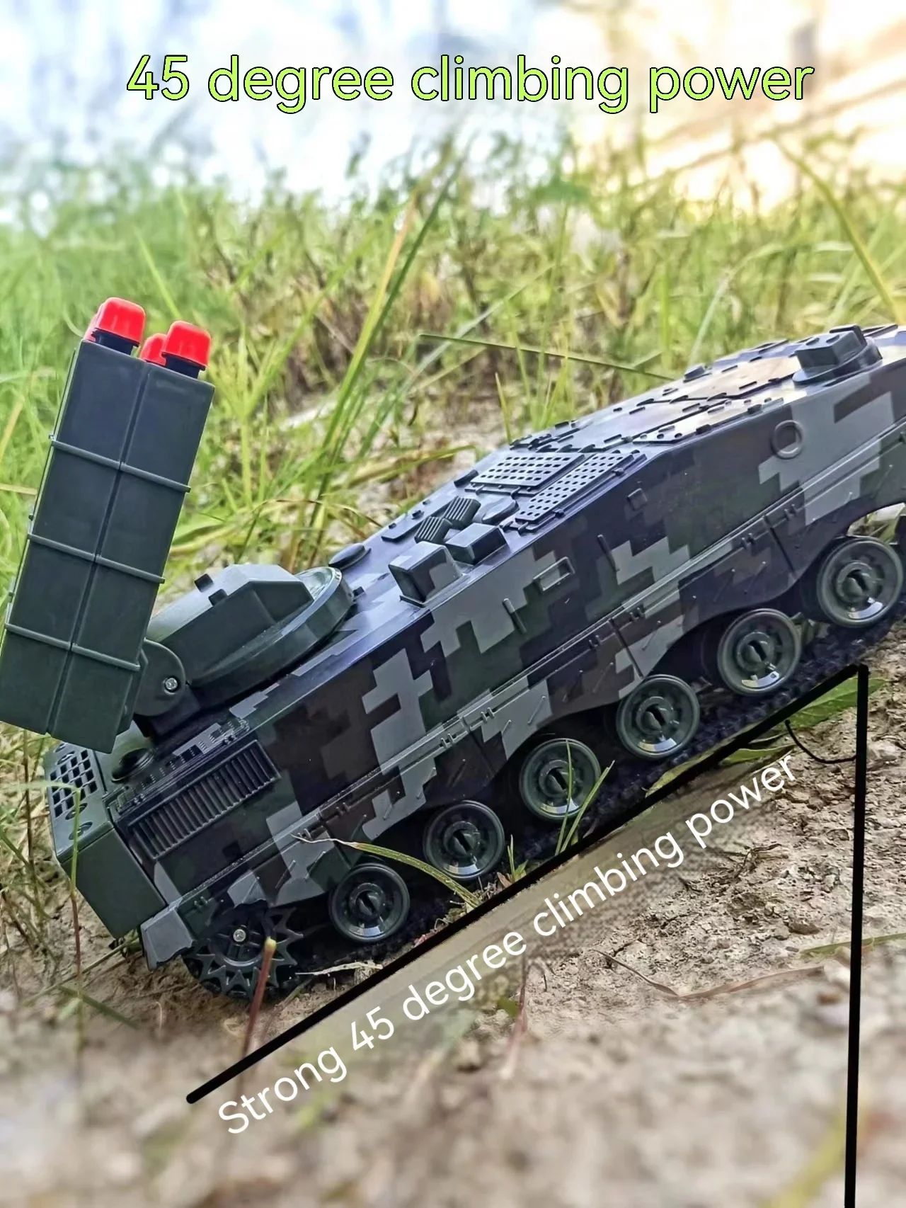 New Military War 2.4g Rc Missile Vehicle Battle Tank Remote Control Toy With Shoot Bullets Model Electronic Acousto-Optic Toys