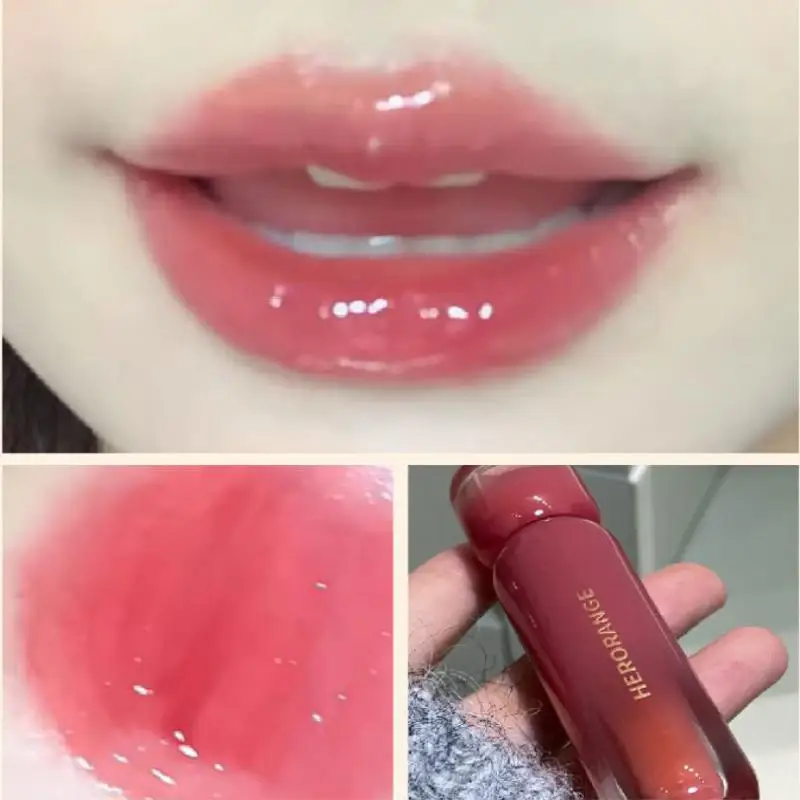 【HERORANGE Dyeing Bright Lip Gloss Color Lip Oil Protección Hidratante Acabado Espejo Maquillaje con Color para Labios y Mejillas Resistente al Agua】