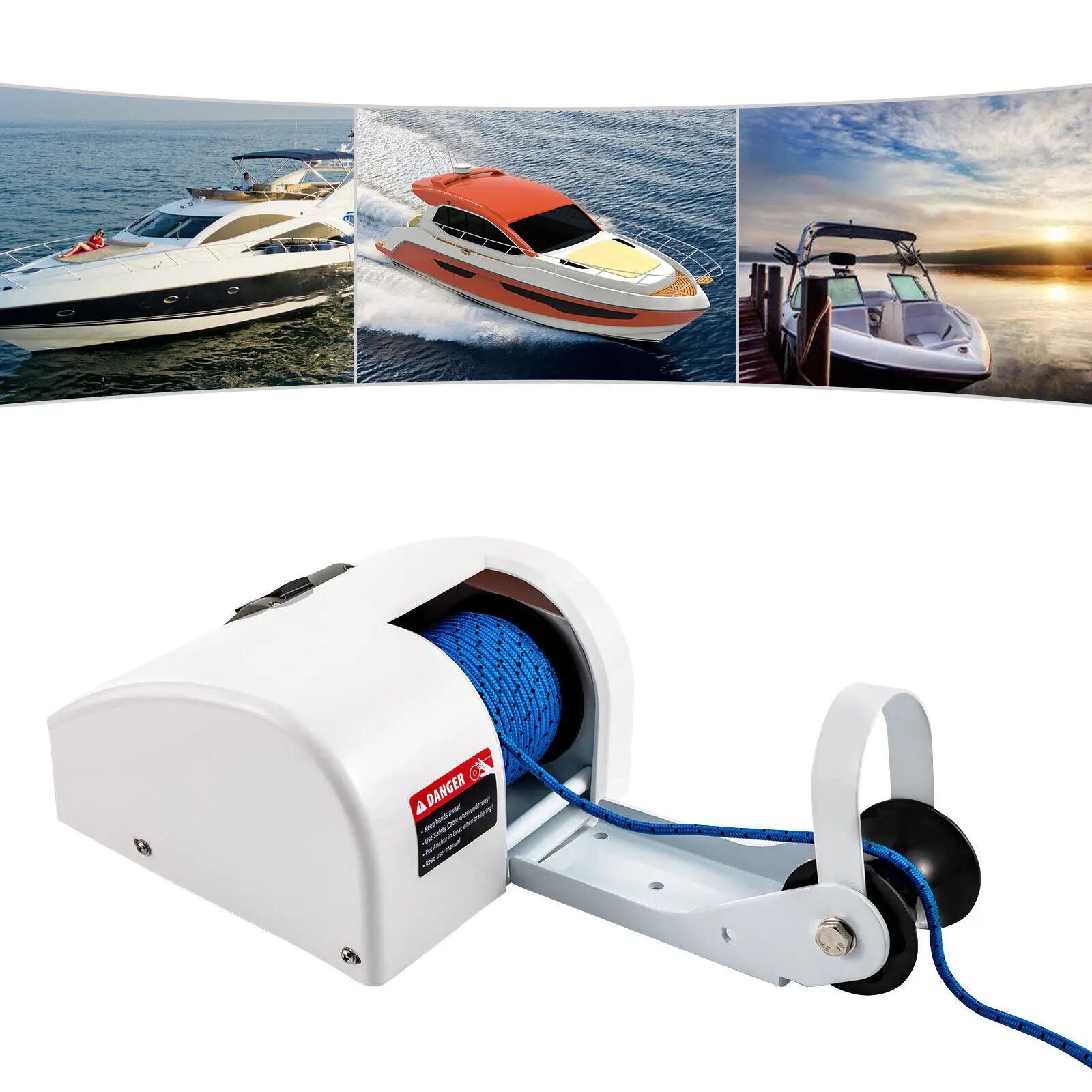 

Saltwater Boat Free Fall Electric Windlass Anchor Winch 45LBS Marine with Wireless Remote