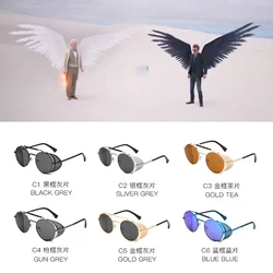 Good Omens Cosplay Props Devil Crowley Steampunk Glasses Gothic Sunglasses Retro Round Metal Armageddon  Carnival Punk Eyewear