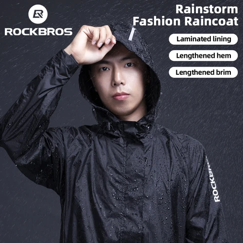 ROCKBROS-chubasquero para ciclismo, chaqueta impermeable para exteriores, impermeable con capucha reflectante transpirable para hombre, cortavientos impermeable, talla europea
