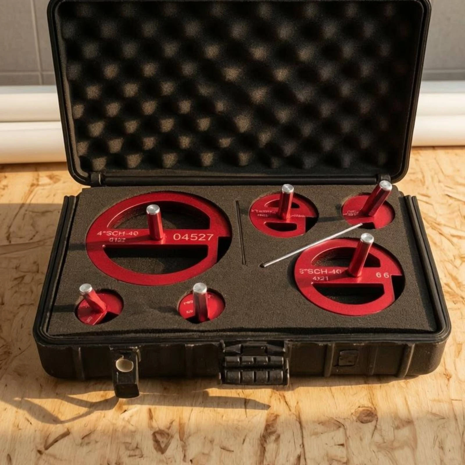 

6 Pieces PVC Pipe Reamer Kit Molded Foam Insert Hard Case Reamer Kit Socket Saver Hex Key Plumbing Tool Even Reaming
