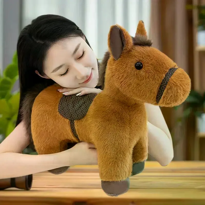 Schattig Chinees dierenriem pluche paard speelgoed, cartoon pony pop, bank decor kussen, nieuwjaar festivals mascotte cadeau