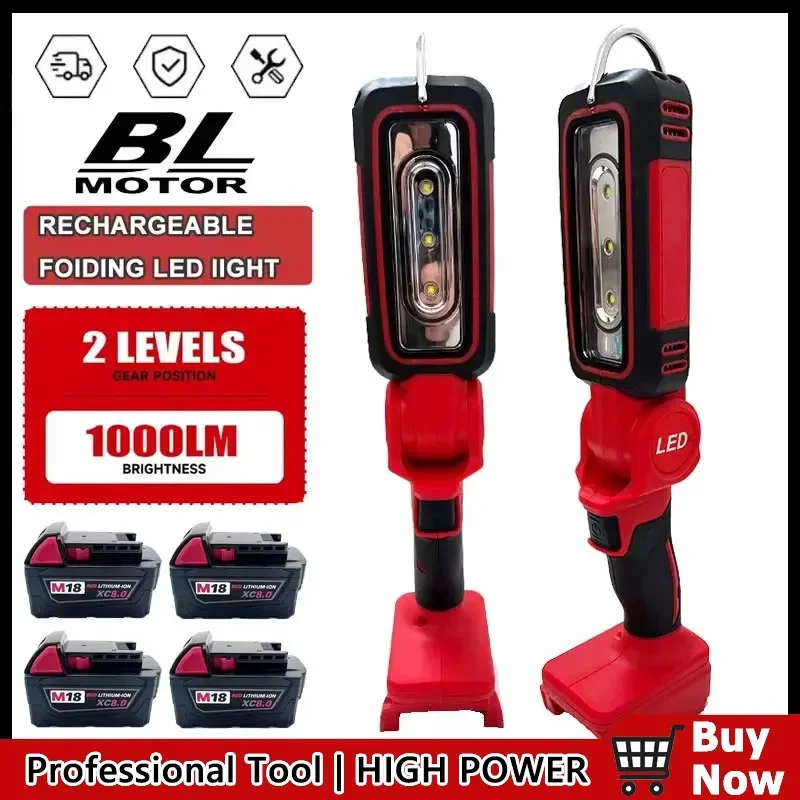 

Portable Lighting Fixture Rechargeable Multifunction 90 DegreeClip on Light Lithium Fit Milwaukee Battery Flood Light Outdoor