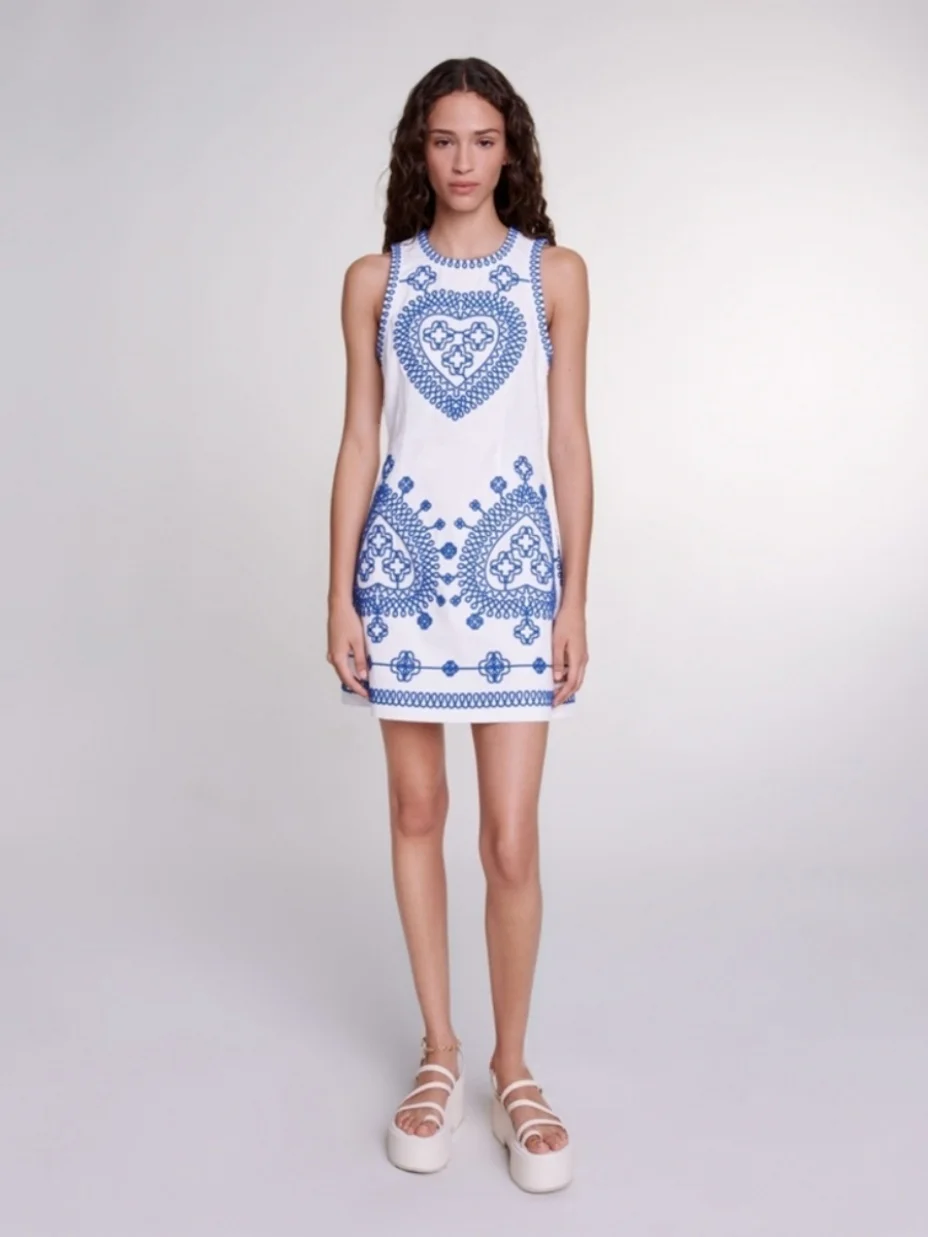 M Home Estate delle nuove donne Svel Dr Or Gonna BOHO Sle ricamata l Vita H Versione Stagione estiva rotonda Ne