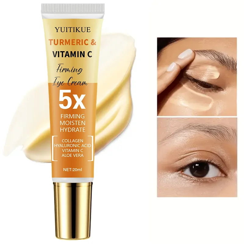 YUITIKUE Crema contorno occhi rassodante al 30% curcuma e vitamina C - 5X idratante, rassoda e liscia l'area occhi