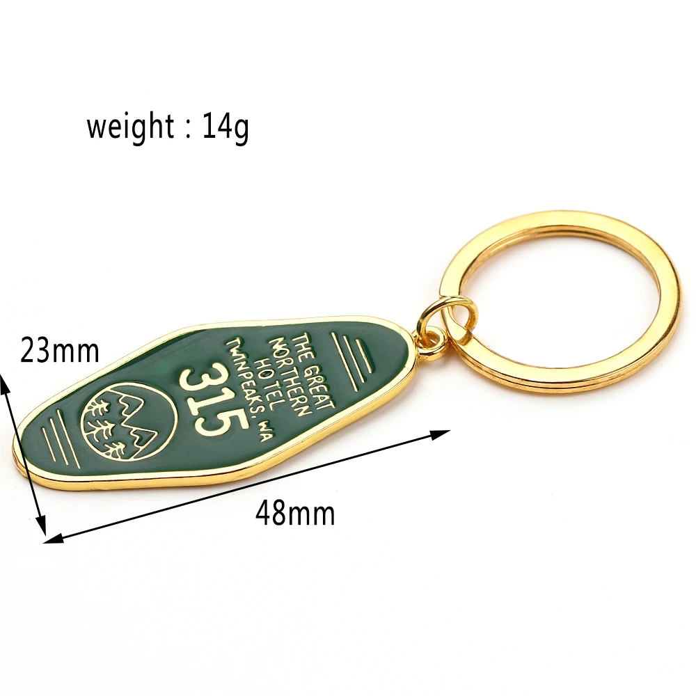 TV Show Twin Peaks The Great Northern Hotel Room 315 Keychain Green Enamel Prismatic Metal Keyring For Men Fans Gift