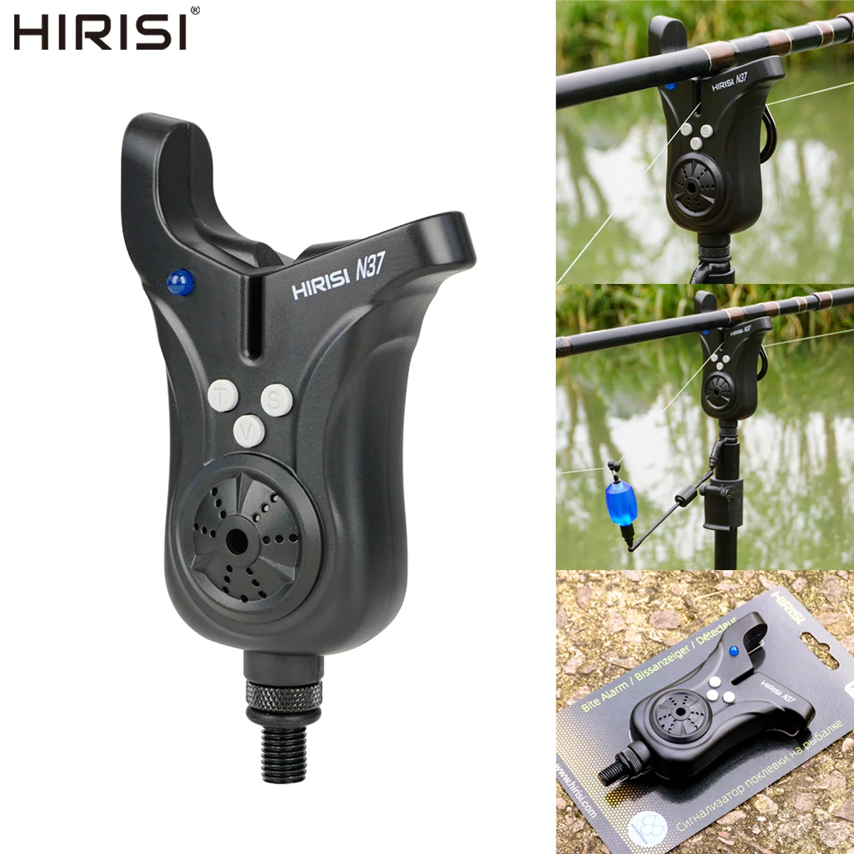 

Hirisi N37 Сигнализация поклевки, высокочувствительный звуковой световой индикатор с регулируемой громкостью, чувствительность к тону для грубой рыбалки
