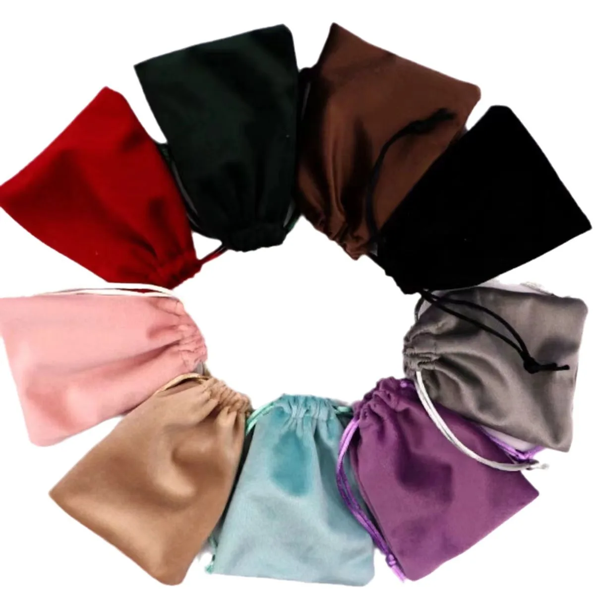 حقيبة هدايا مجوهرات مخملية سوداء من NIMAI لخواتم الفولاذ المقاوم للصدأ مع رباط