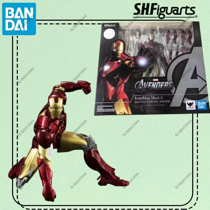 

Bandai Original MODEL KIT SHF Iron Man Mark 6 Anime Action Figure Model Toys Model Gifts for Boys Collectibles Foam Box Sends