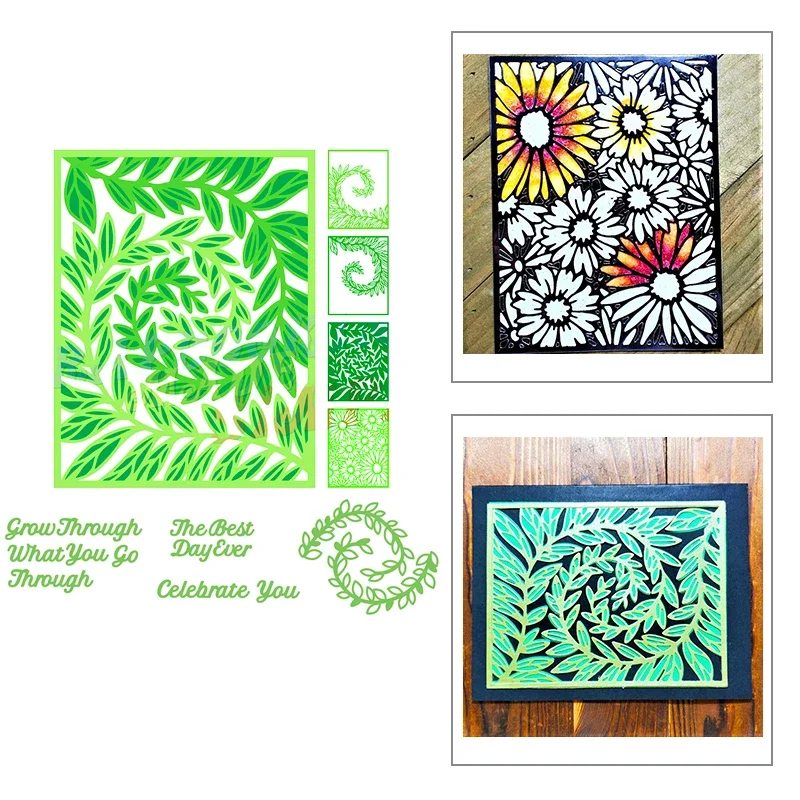 

2021 новые прямоугольные многослойные металлические Вырубные штампы для рукоделия, изготовления бумаги, открыток, фона, Листьев, скрапбукинга, без прозрачных штампов