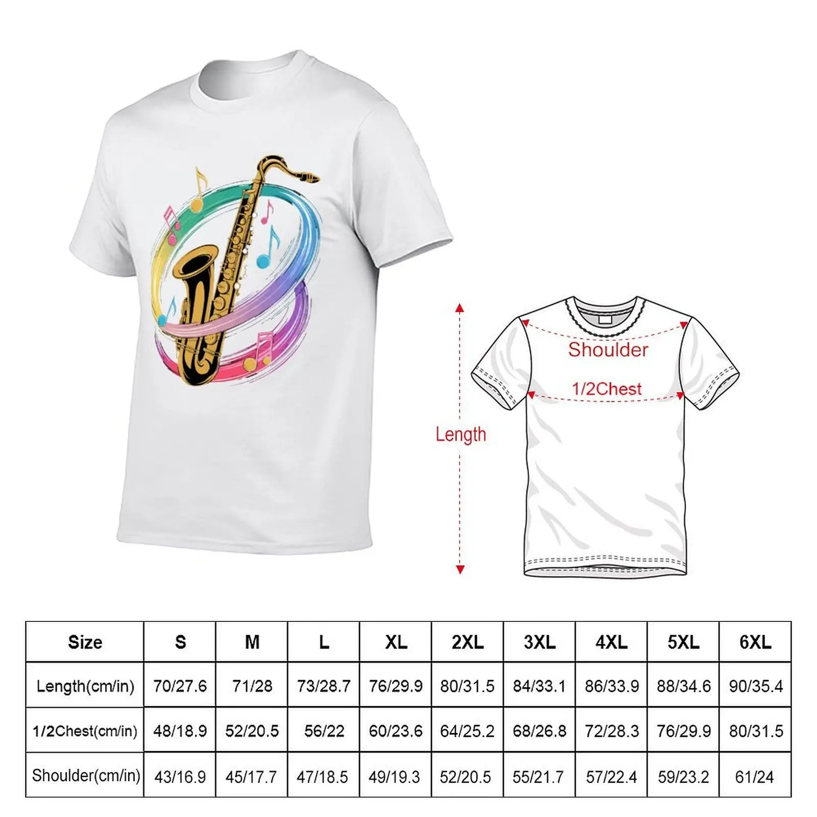 Saxophone Colorful T-Shirt t shirt for man t shirts for man pack white T-Shirt