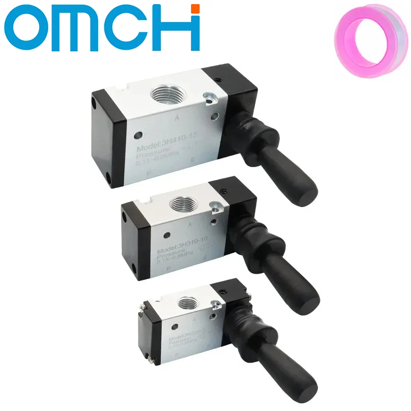 3H210-08 3H310-10 3H410-15 Pneumatic Air Hand Lever Operated Valve Manual Control 2 Position 3 5Port Push-Pull 3/2 5/2 Way 5