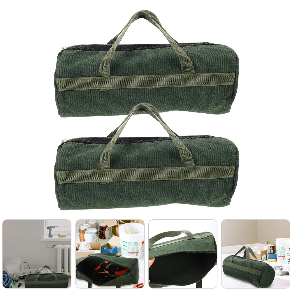 

2 Pcs Mechanical Portable Storage Bag Man Tool Kit Canvas Pouch Cotton Heavy Duty Handbag