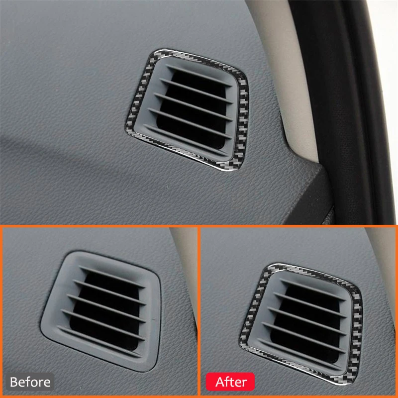 2PCS Carbon Fiber Car Dashboard Instrument Panel Air Outlet Vent Frame Decoration Stickers For Nissan Sentra Sylphy 2016-2019