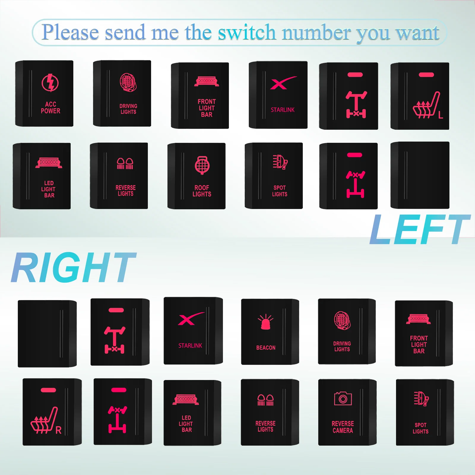 

12V Left/Right Push Button Switch Red Led Light Bar ON OFF with Wire For VW Volkswagen Amarok Car Accessories Replacing Parts