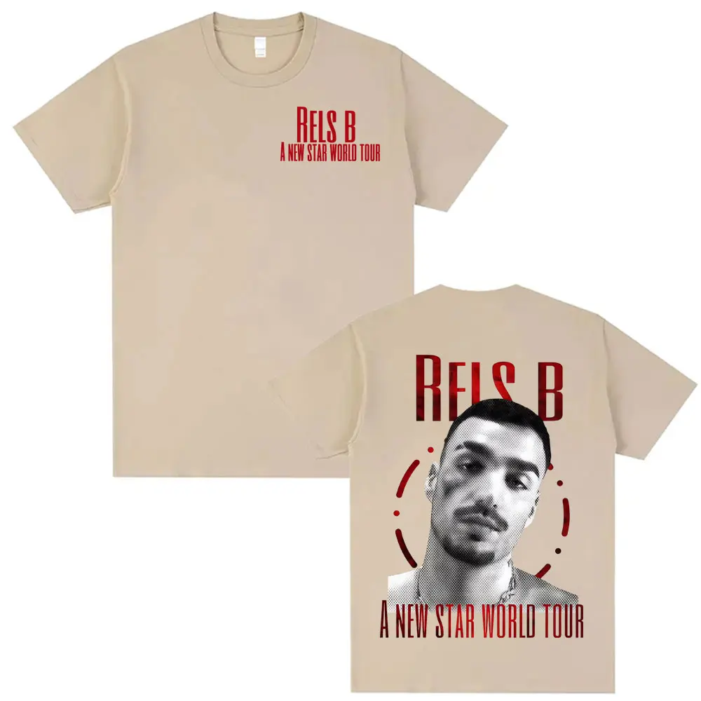 مغني الراب Rels B A جديد طعنة Worlo جولة 2025 الرسومات تي شيرت ملابس للرجال Harajuku خمر القوطية تي شيرت عالية الجودة تي شيرت