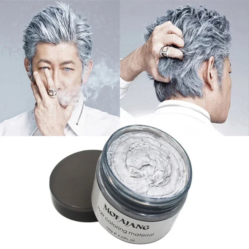 120g Color Hair Wax Styling Pomade Silver Grandma Grey Disposable Natural Hair Strong Gel Cream Hair Dye for Women Men