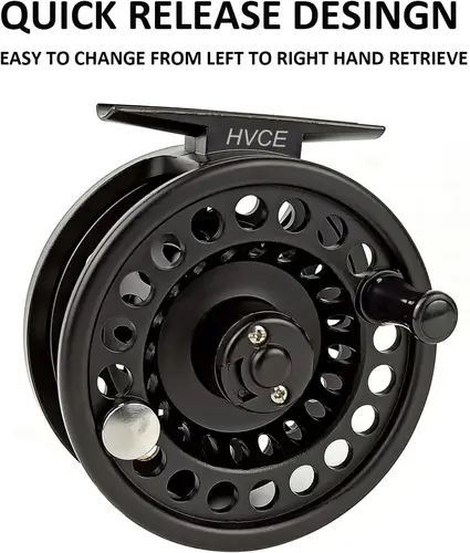 Imagen 2 del producto Aventik HVCE Graphite Fly Reel Sistema de arrastre central Classic III Graphite Tamaños de eje grande 3/4, 5/6, 7/8 Carretes de pesca con mosca
