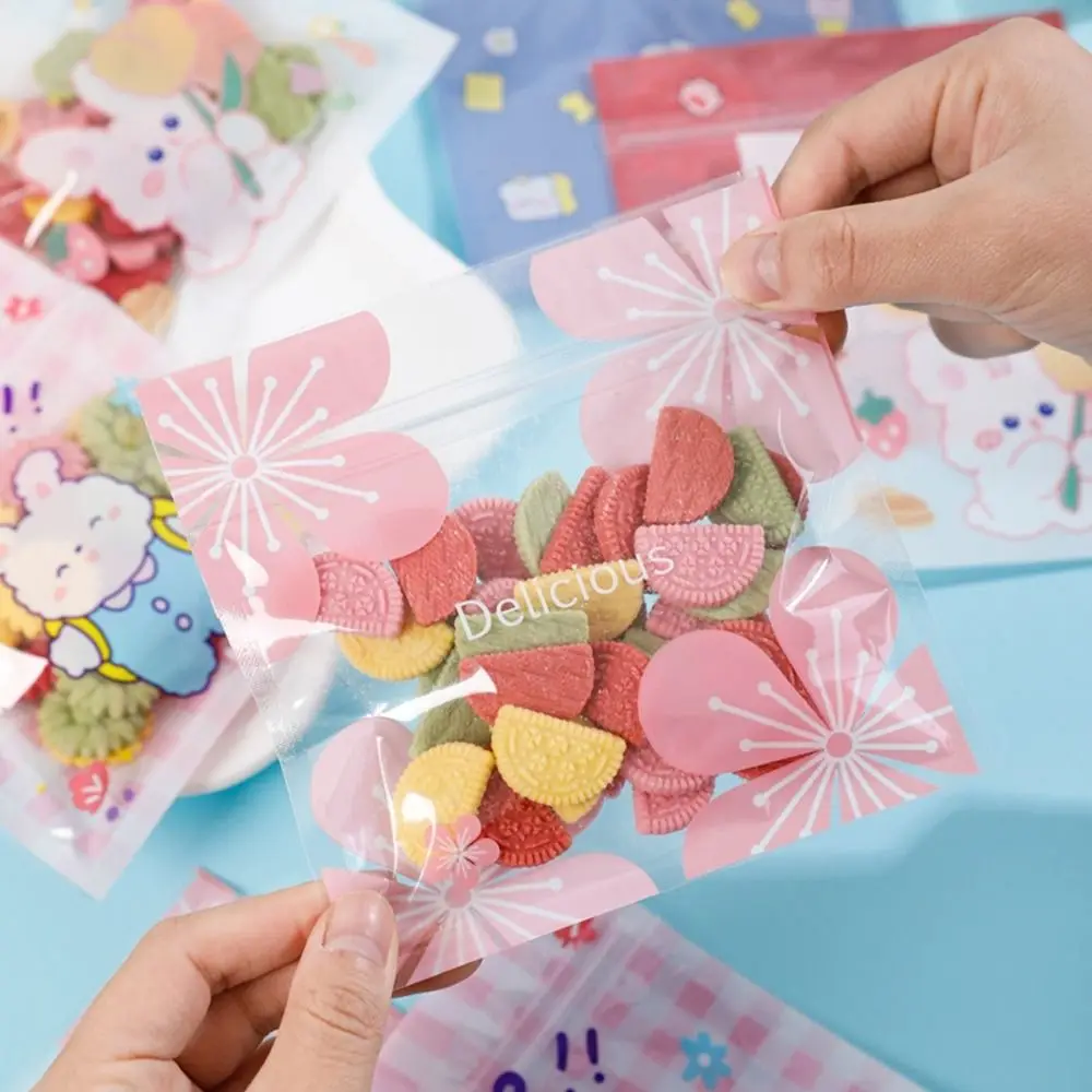 

50Pcs Portable Plastic Candy Snack Storage Bags Cartoon Small Food Storage Bag Cute Sealed Self Sealing Bags DIY