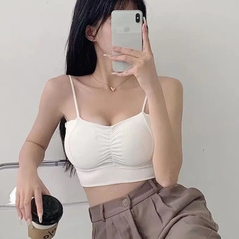 8CM small chest gathering ice silk underwear sexy breast big without underwire