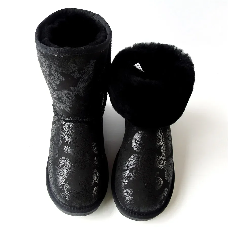 G&Zaco Luxury Australia Sheepskin Snow Boots Women Winter Fur Boots Calf Sheep Shoes Genuine Leather Natural Wool Flat G Boots