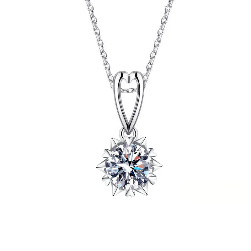 Apaison 1 ct Real Moissanite Pendant Necklace For Women 925 Sterling Silver Adjustable 40+5cm Necklace Ladies Gift Wholesale