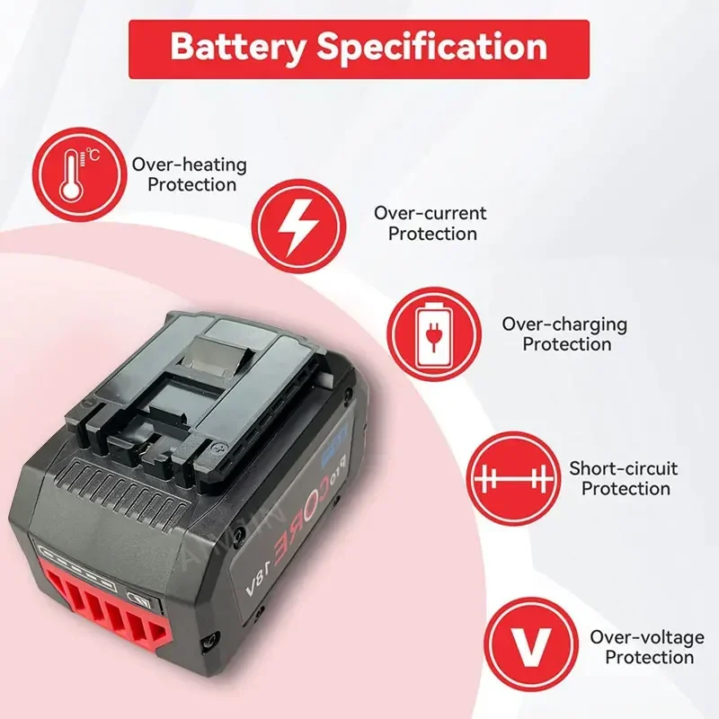 For Bosch 18V 8000mAh battery replacement professional wireless BAT609 BAT618GBA80 built-in 21700 battery