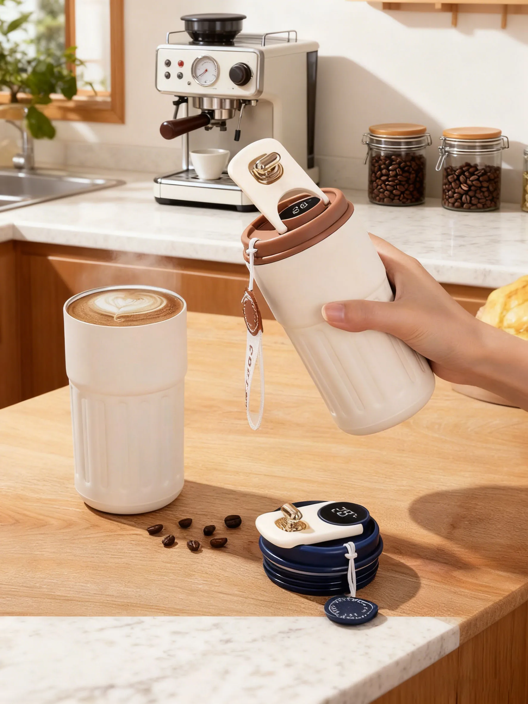 

Новая портативная дорожная чашка для чая из нержавеющей стали, автомобильная кофейная кружка высокого порядка, минималистичный стильный термостакан для офиса