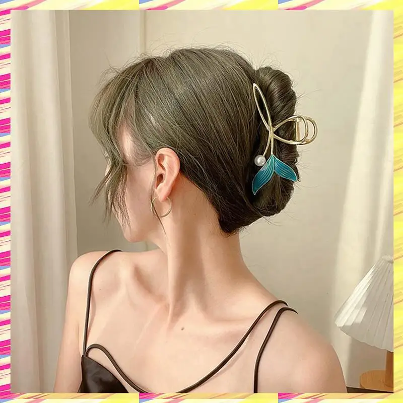 ABJJ Fermagli per capelli a coda di pesce blu Mollette per capelli con clip in metallo dorato Parti di ricambio per capelli grandi per donne e ragazze