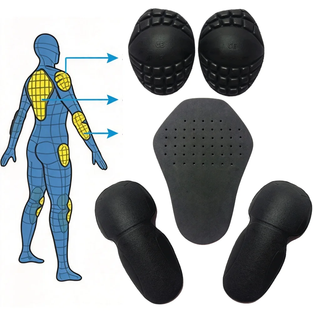 5Pcs Removable Motorcycle Shoulder Elbow Back Protector Pad Set Built-in Armor Guard for Motorbike Riding Racing Accessories