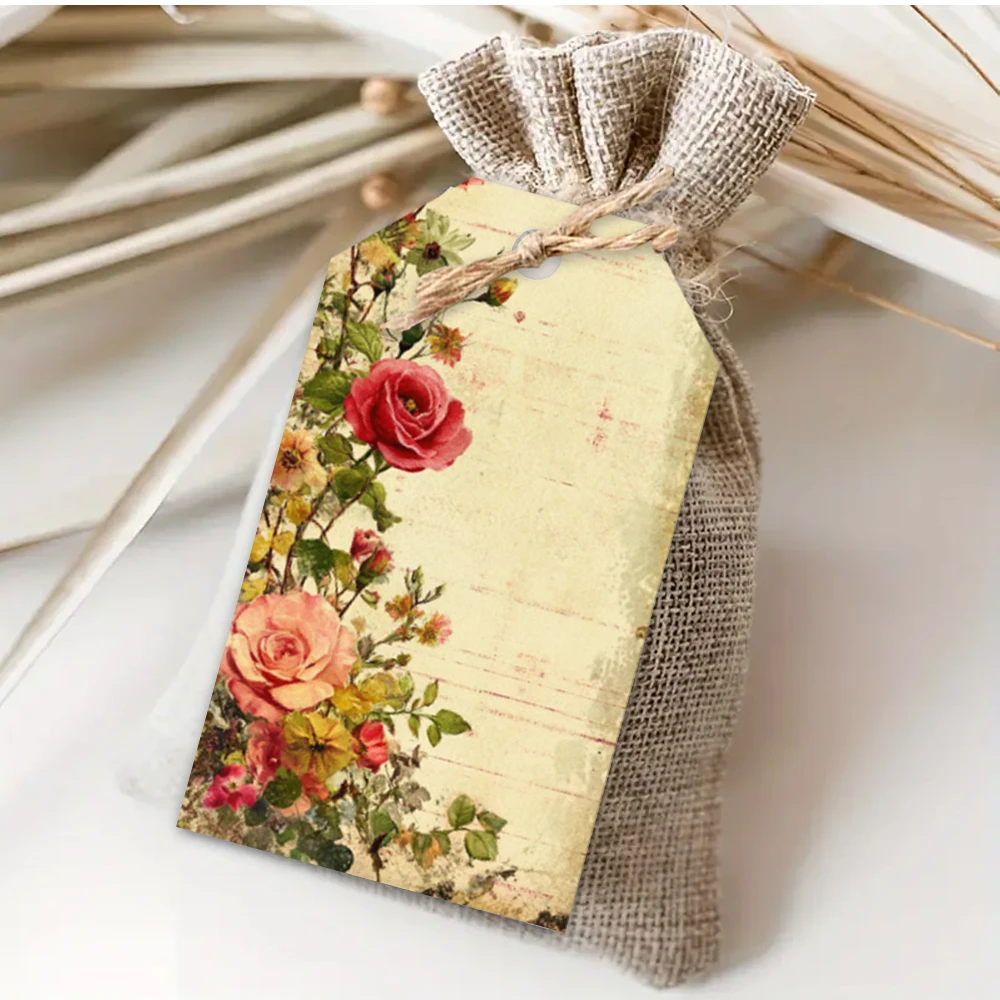 40 шт. пустые цветочные бирки, подвесные бирки, для подарков, свадеб, свадебных душ, дней рождения, открыток для сообщений, включает джутовый шпагат.