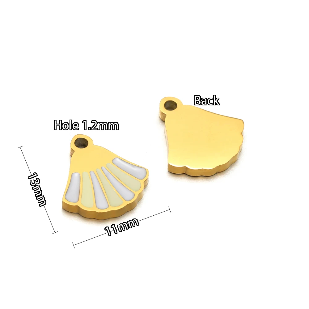 5 Stück Edelstahl-Emaille-Marienkäfer-Muschel-Anhänger Herz-Verbinder Schmuck für DIY-Halsketten, Anhänger, Armbänder und Ohrringe – Detail 3