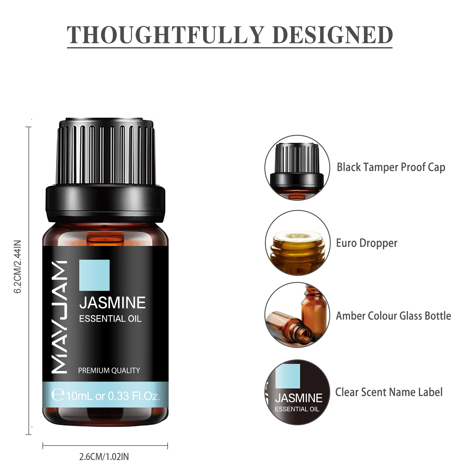 10ml Jasmine Essential Oil Diffuser Aroma Oils Lavender Vanilla Vetiver Sandalwood Eucalyptus Mint Tea Tree Oils For Skin Care