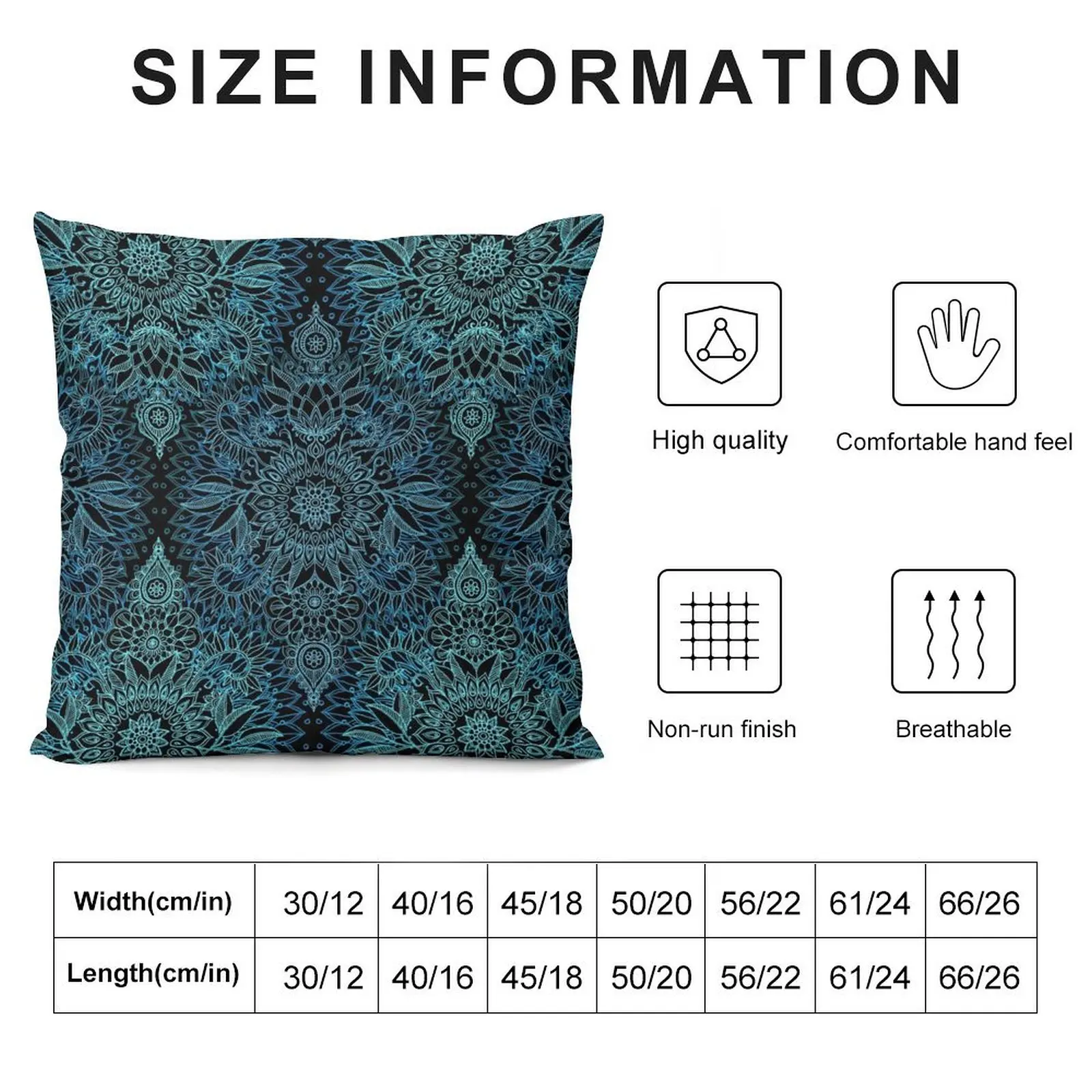 Black, Teal & Aqua Protea Doodle Pattern Throw Pillow christmas decorations for home 2025 Throw Pillow ornamental pillows pillow