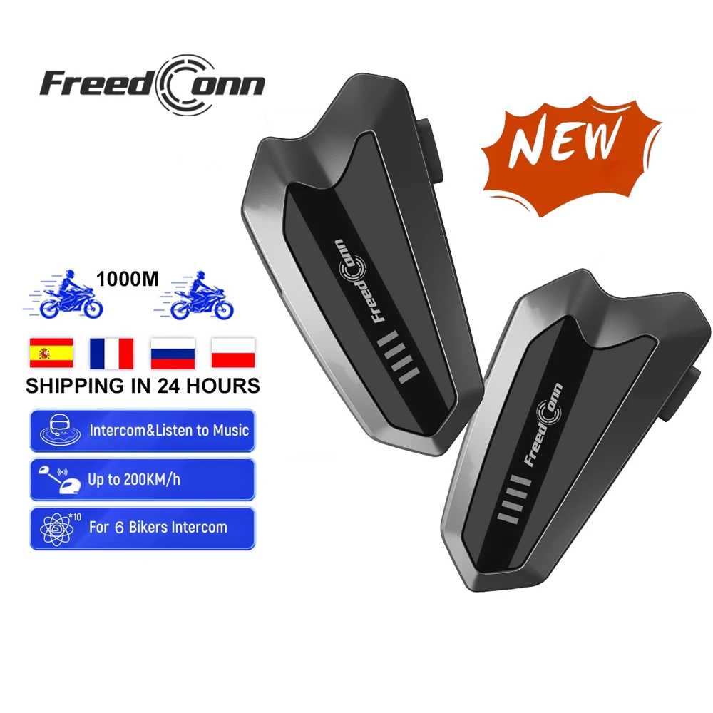 Freedconn Group Motorcycle Intercom Helmet Bluetooth 5.1 Headset 1000M Moto Intercomunicador Music Share