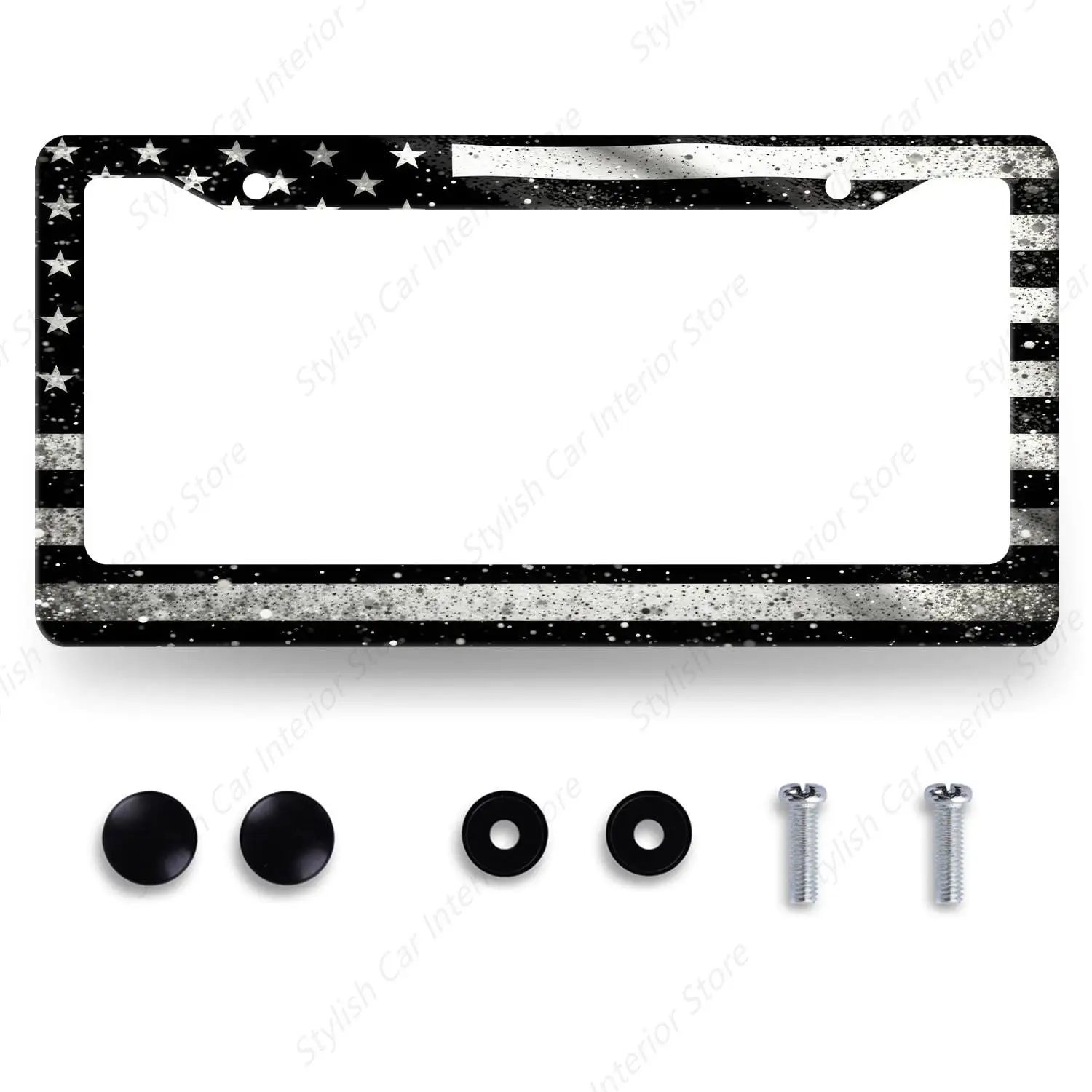 

Черный, серый американский флаг, рамка для номерного знака, ретро-флаг, номерной знак из нержавеющей стали, патриотический аксессуар, декор для автомобилей