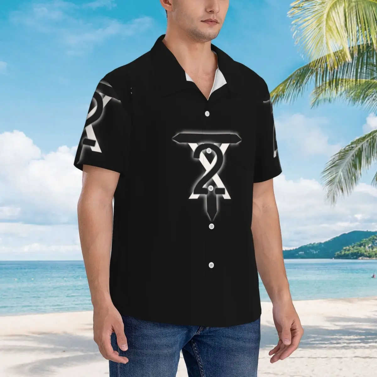 

TX2 Hawaiian Shirts Funny Men Short Sleeve Shirt for Summer Beach Men's Lapel Tops