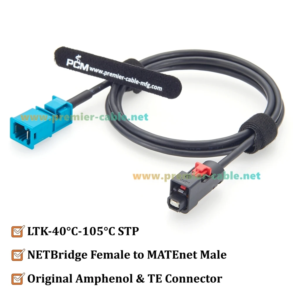 Amphenol NETBridge Buchse auf TE MATEnet Stecker Automobil-Ethernet-Kabel NTHCF011A10S zu 2302461-9 100/1000BASE-T1 für ADAS, ECU – Detail 2
