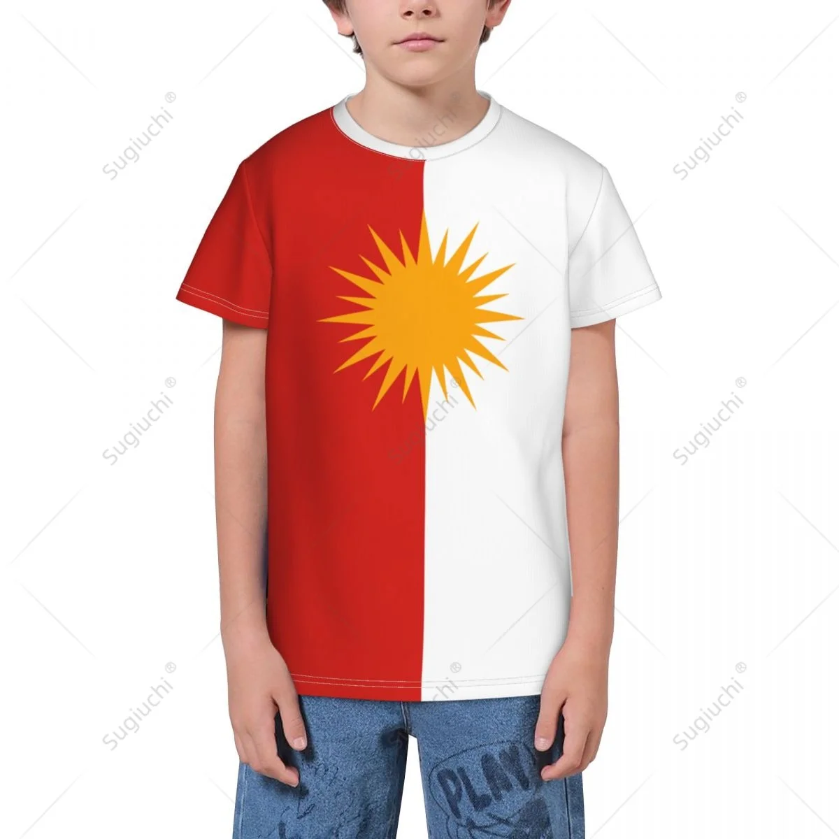 Custom Name Number Yezidi Flag Shield 3D T-shirts For Kids Youth Boy/Girl Tees jersey Soccer Football Fans Gift T shirt