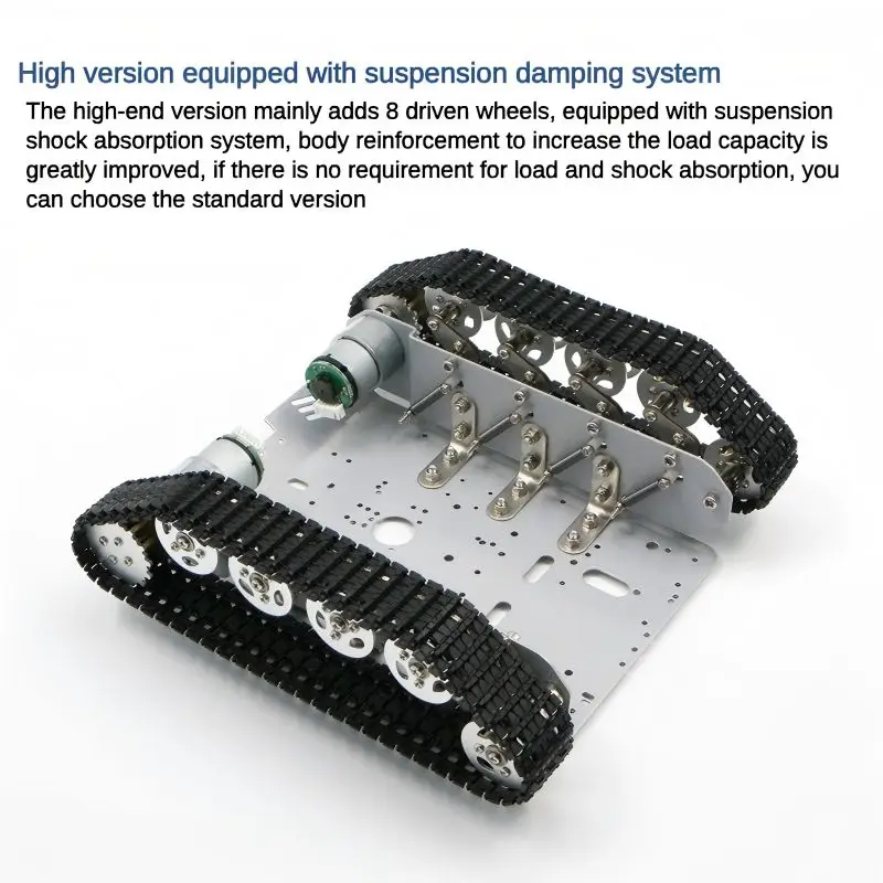 โหลด 8 กก.Shock Absorb Tracked หุ่นยนต์รถแชสซีสําหรับ Arduino โปรแกรมหุ่นยนต์ชุด RC ถัง 12V โลหะ Encoder มอเตอร์